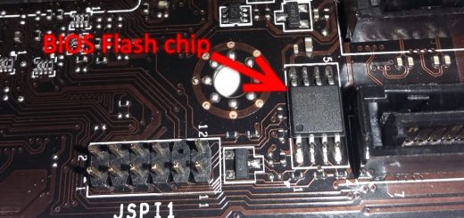BIOS flash chip on a motherboard